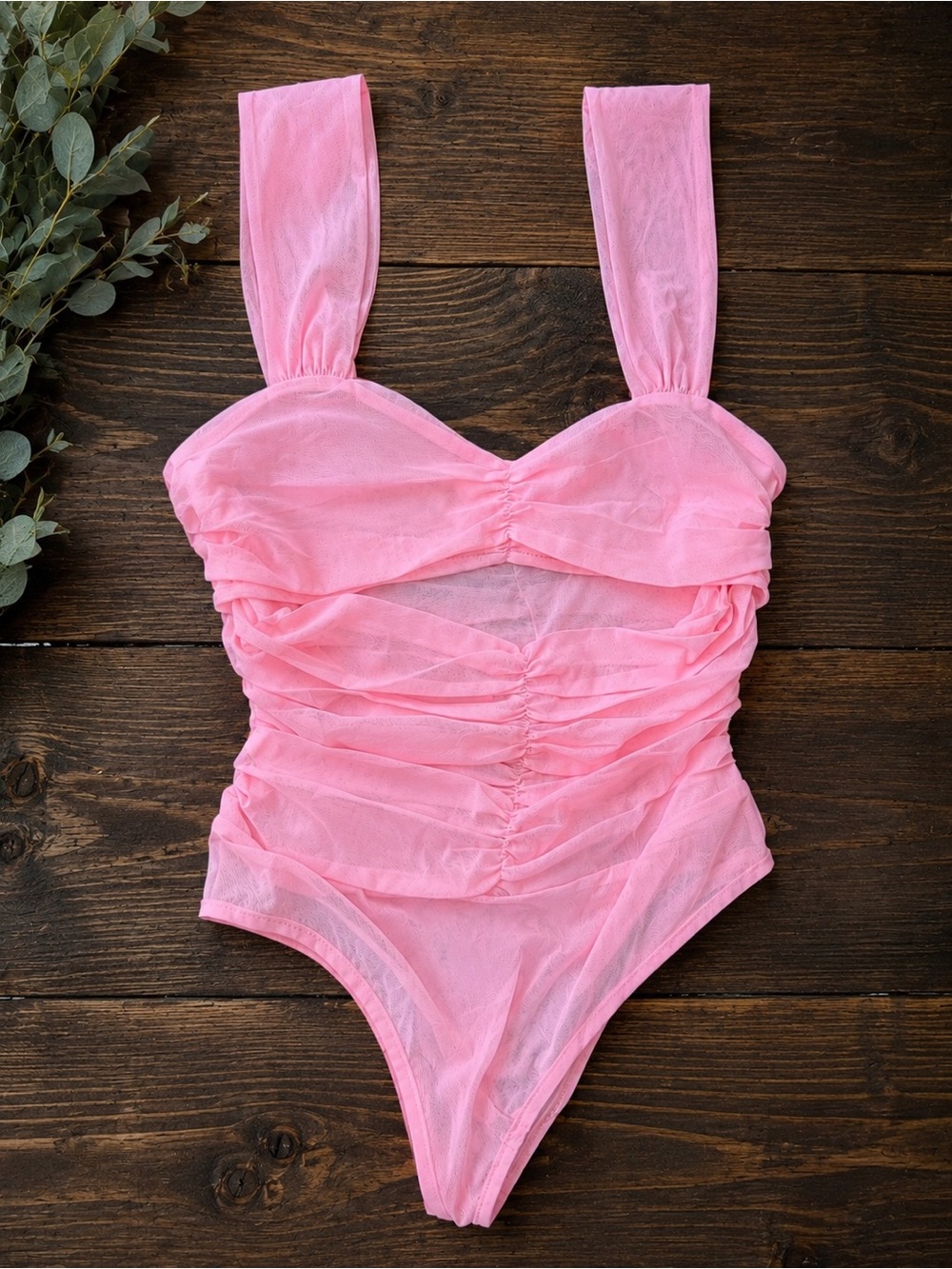 Princess Polly Pink Ruched Mesh Bodysuit